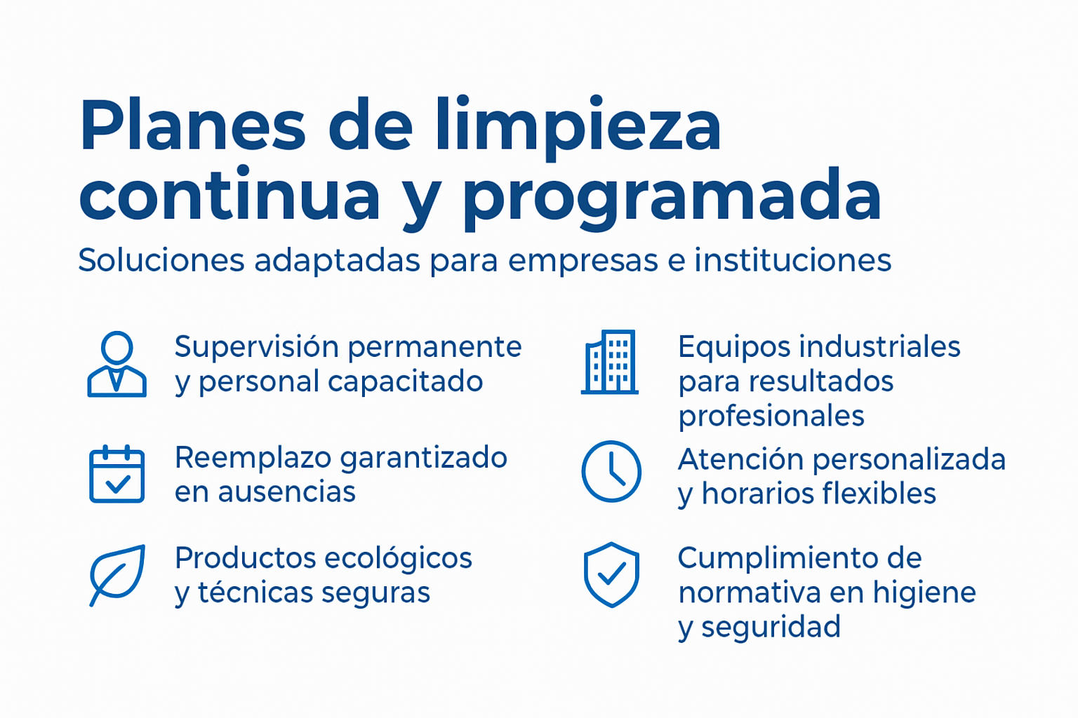 Planes de Limpieza y Aseo, Oficinas, Industria, Colegios